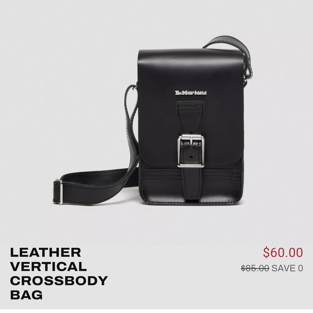 Dr. Martens Black Leather Vertical Crossbody Bag